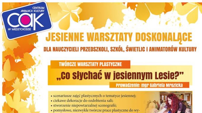 Ilustracja do artykułu Jesienne warsztaty doskonalące dla nauczycieli przedszkoli, szkół, świetlic i animatorów kultury - 24 września 