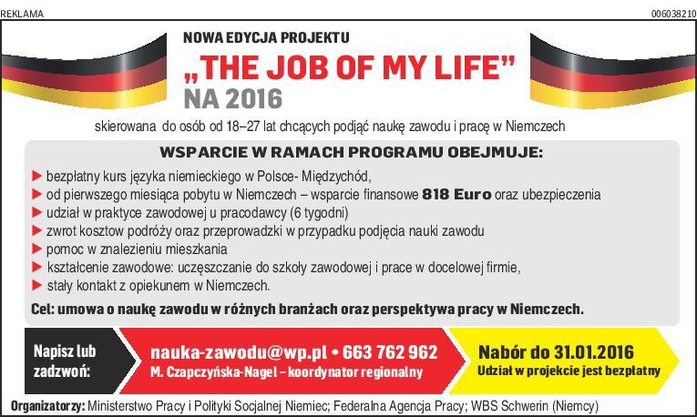 Ilustracja do artykułu Program „The Job of my Life”- rekrutacja do 31.01.2016!!!