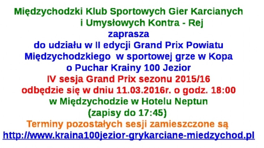 Ilustracja do artykułu IV sesja Grand Prix Powiatu Międzychodzkiego w sportowej grze w Kopa - 11 marca