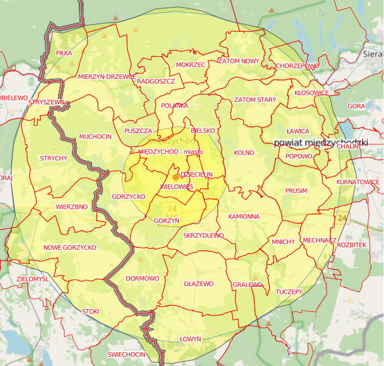mapa ptasiej grypy - powiat międzychodzki