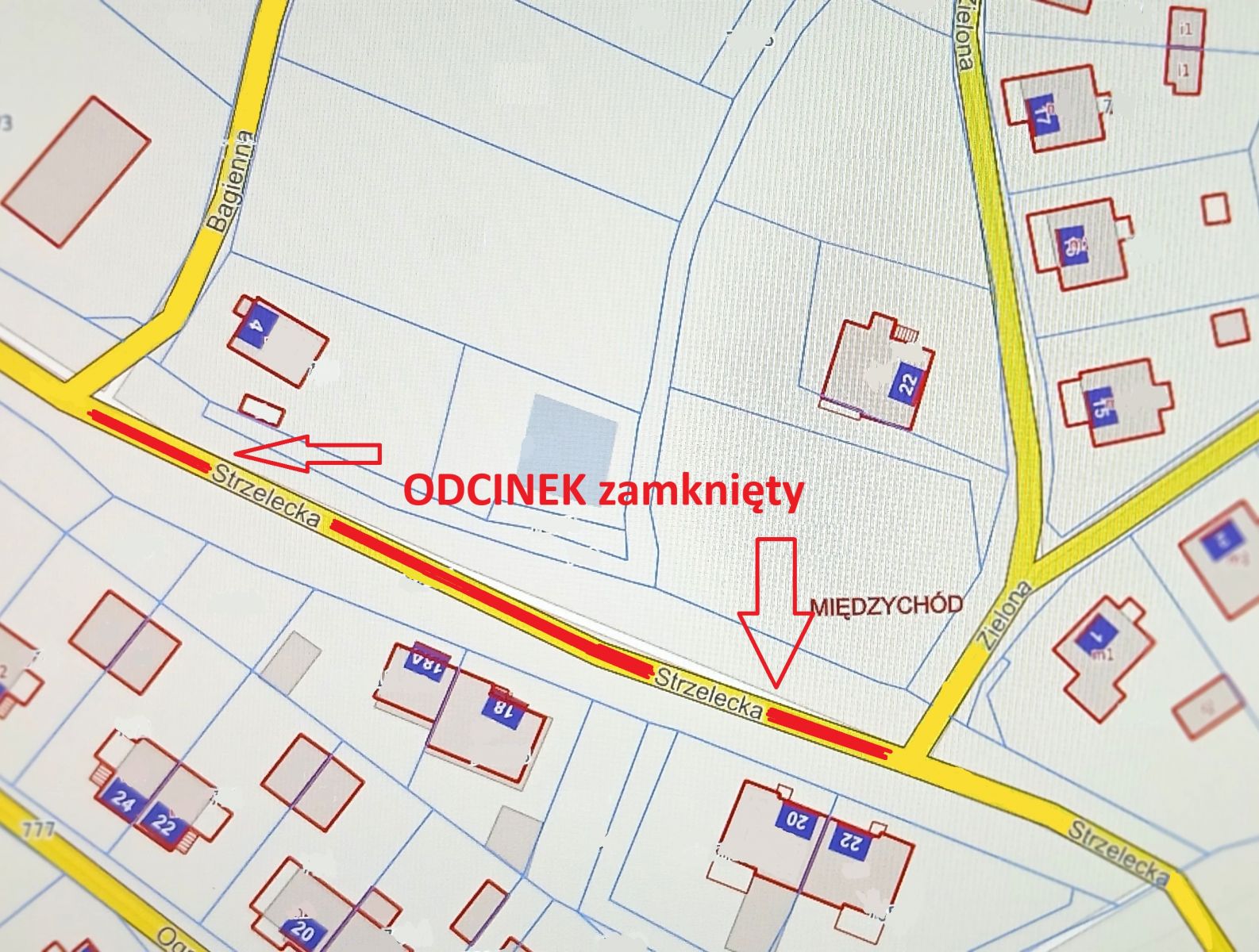 mapa droga zamknięta