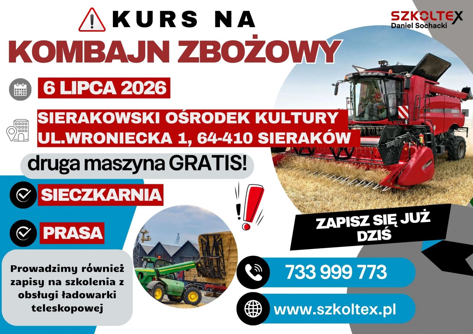 plakat kurs na kombajn Sieraków