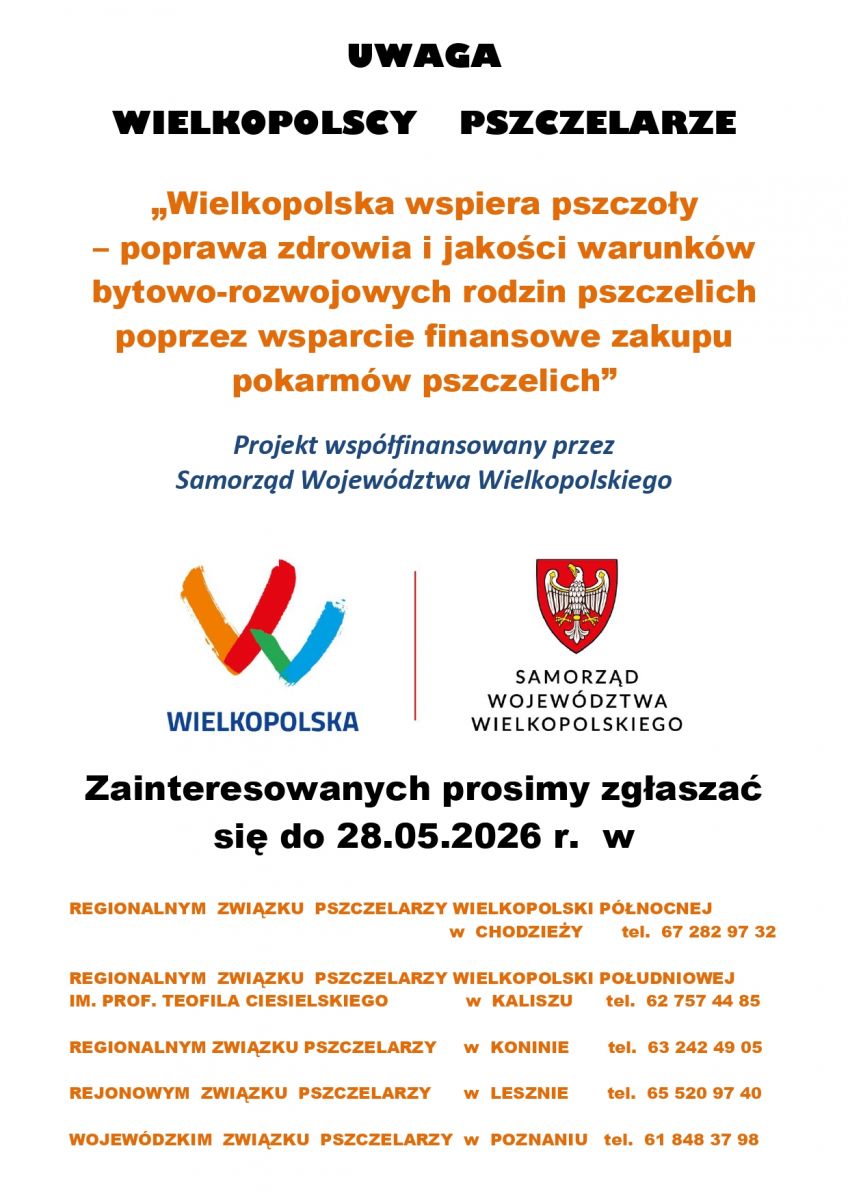 plakat pszczelarze dofinansowanie