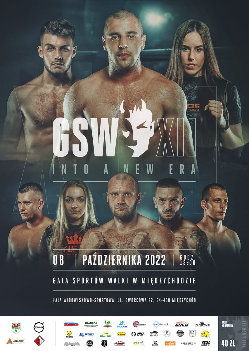 plakat Gali Sportów Walki w Międzychodzie z wizerunkiem zawodników biorących w niej udział