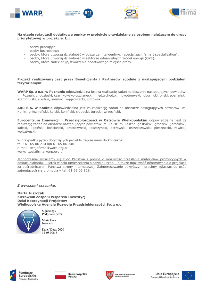 informacja o projekcie twoja firma