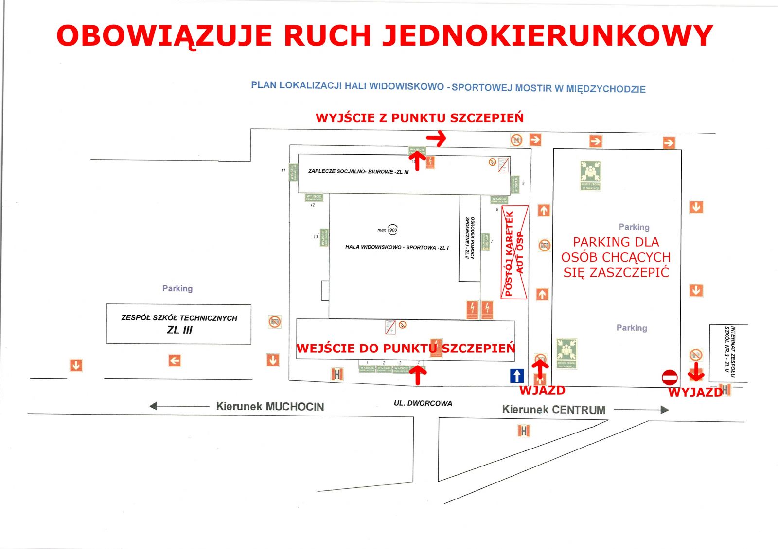 Mapka organizacja ruchy w punkcie szczepień
