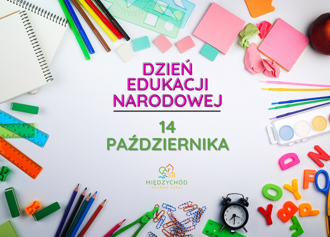 dzień edukacji narodowej, logo gminy międzychód, przybory szkolne