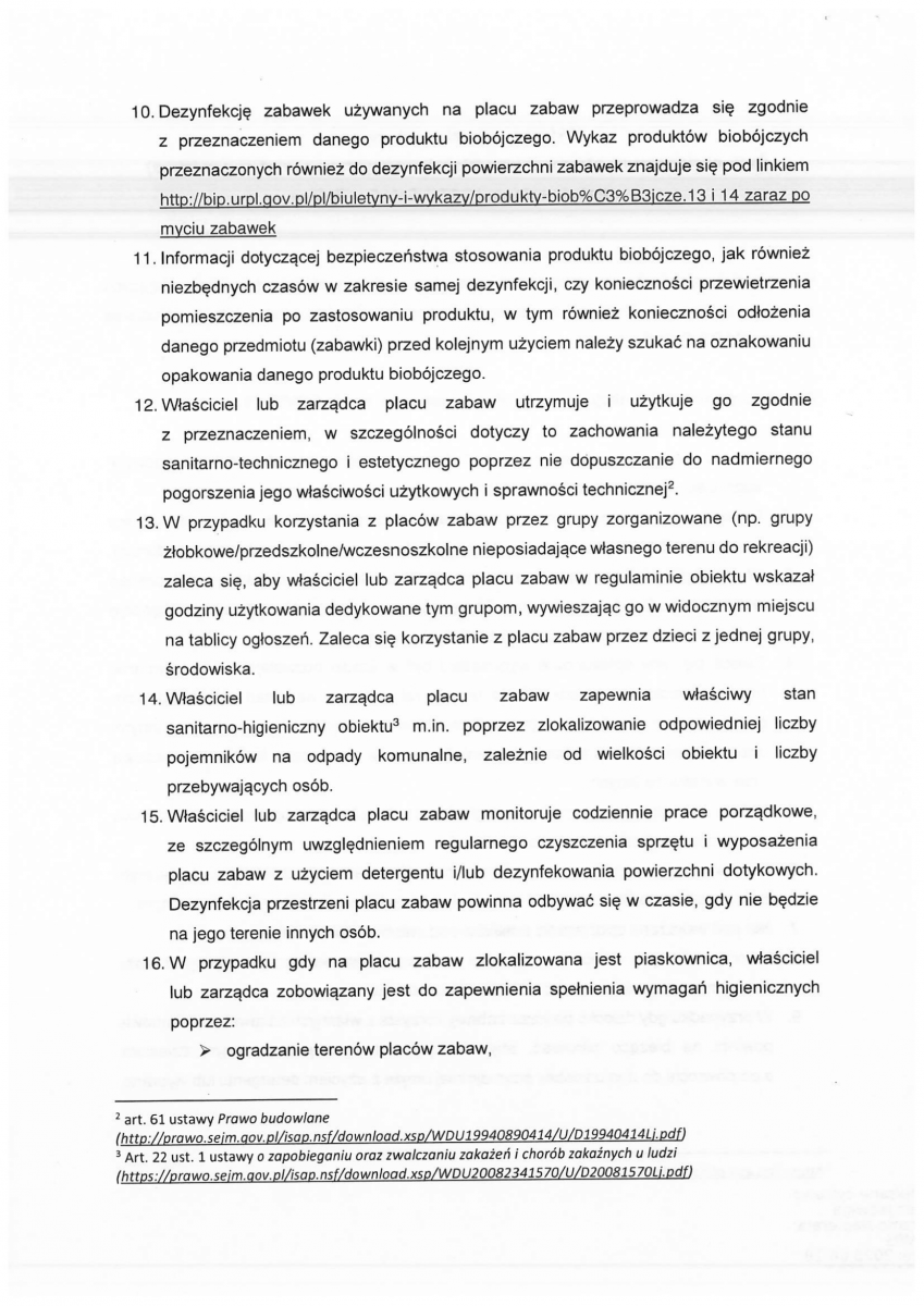 wytyczne dotyczące funkcjonowania placów zabaw w czasie pandemii