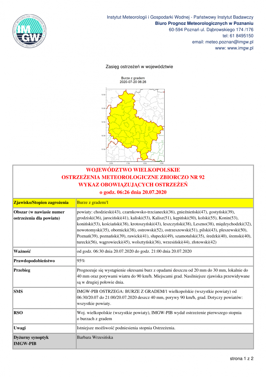 Ostrzeżenie meteorologiczne