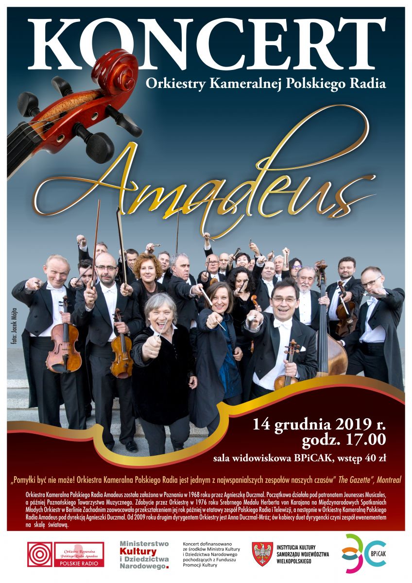 Plakat- Koncert Orkiestry Kameralnej Polskiego Radia Amadeus