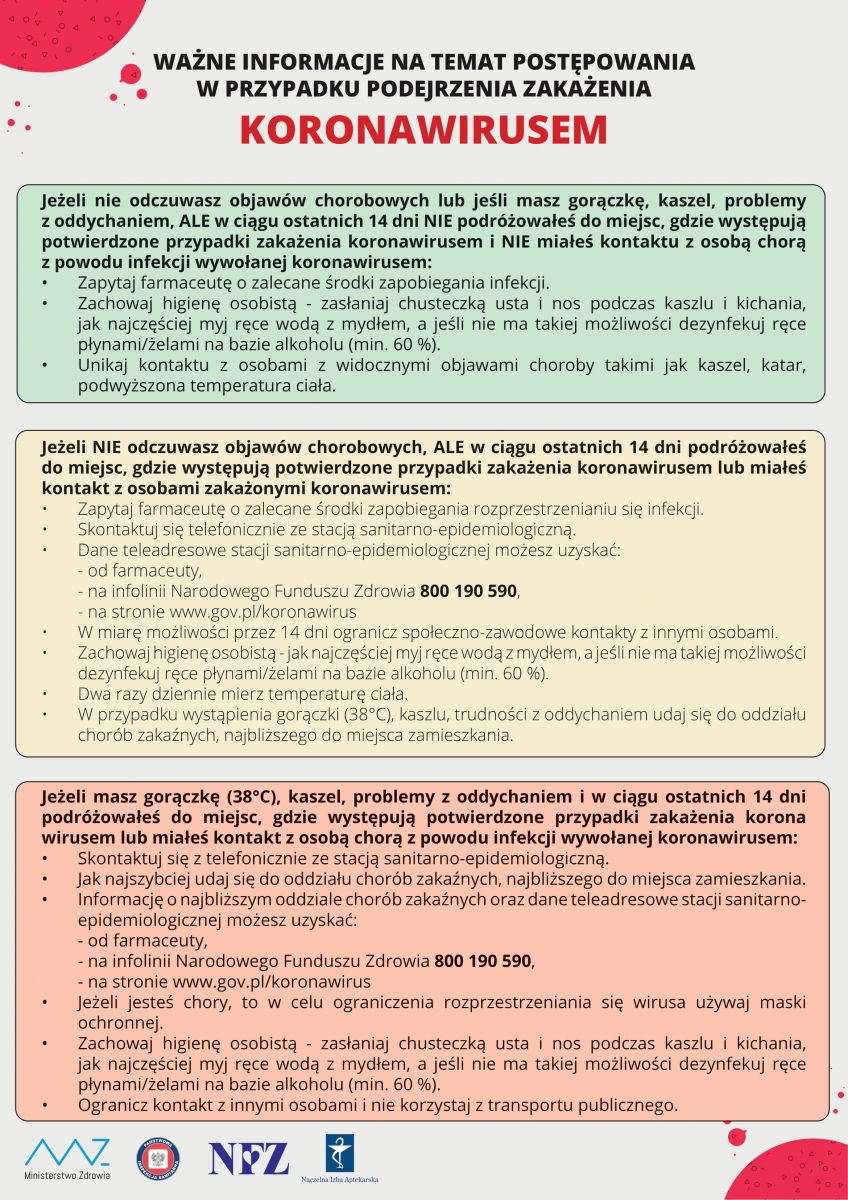 Informacja dotycząca koronawirusa