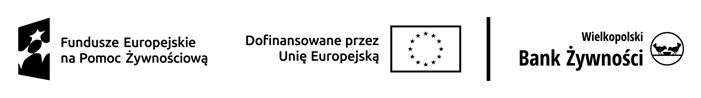 loga: fundusze europejskie na pomoc żywnościową, Unia EUropejska, Wielkopolski Bank Żywności