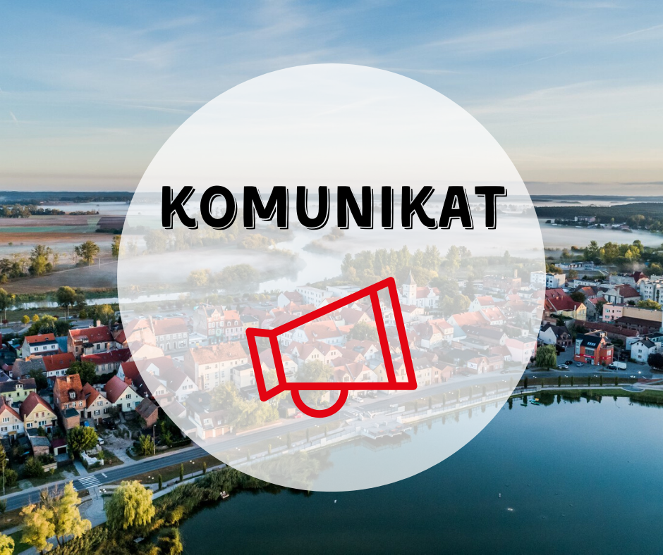 Grafika informacyjna ze zdjęciem Międzychodu z lotu ptaka 