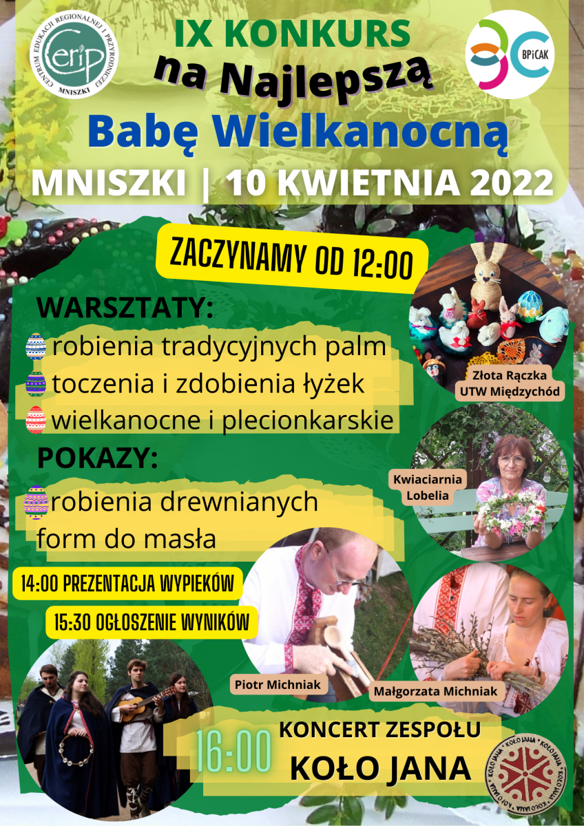 plakat IX Konkursu na Najlepszą Babę Wielkanocną w CERiP w Mniszkach