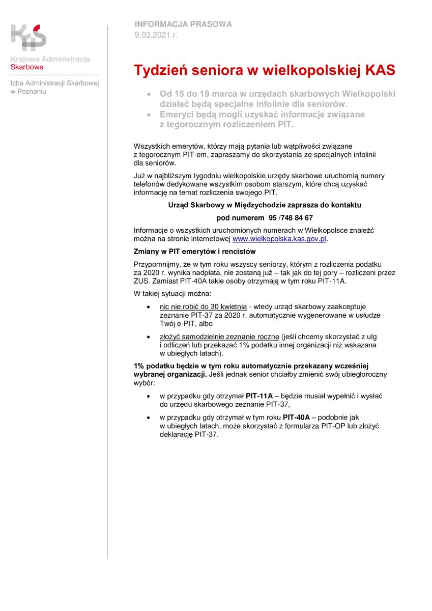 plakat informacyjny Urzędu Skarbowego