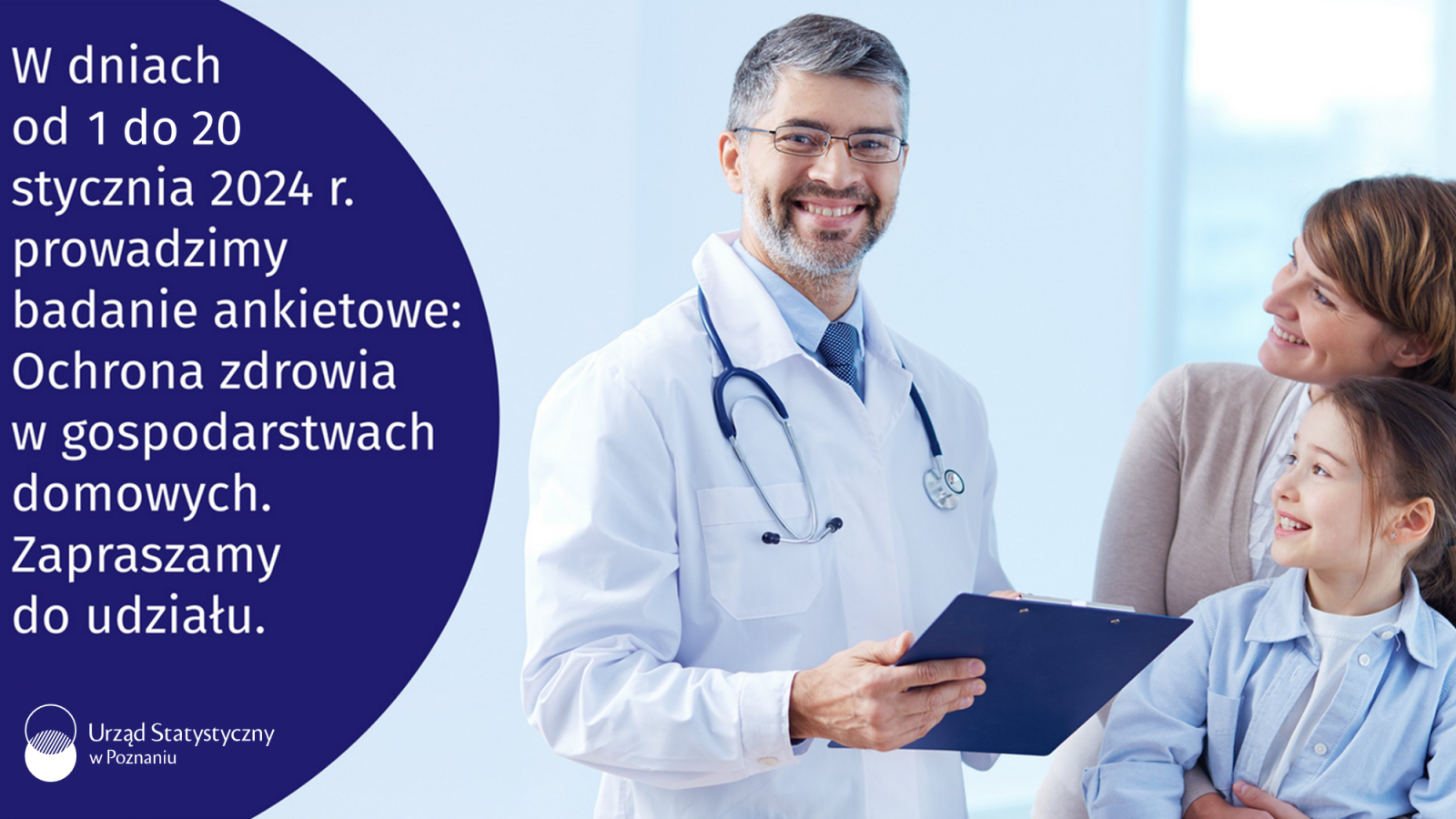 plakat informacyjny ze zdjęciem ankietera