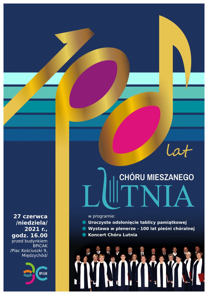 plakat 100 lat Chóru Mieszanego „Lutnia”