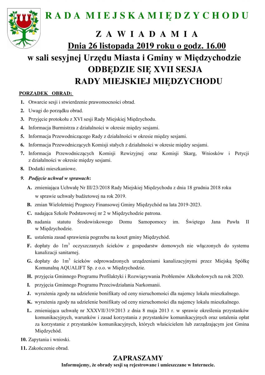 XVII Sesja Rady Miejskiej w Międzychodzie