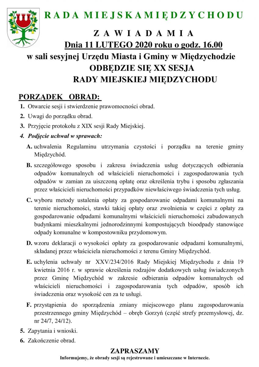 XX Sesja Rady Miejskiej Międzychodu