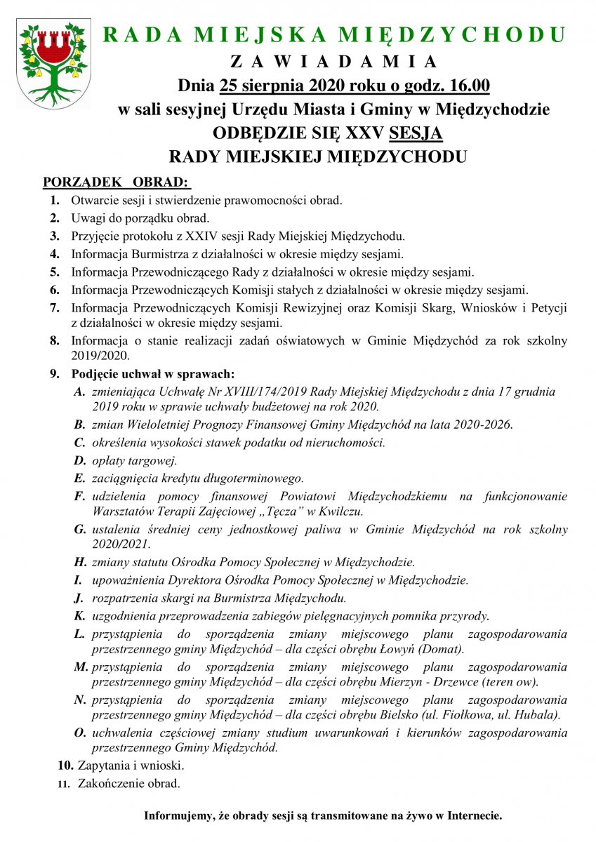 Informacja o sesji Rady Miejskiej Międzychodu