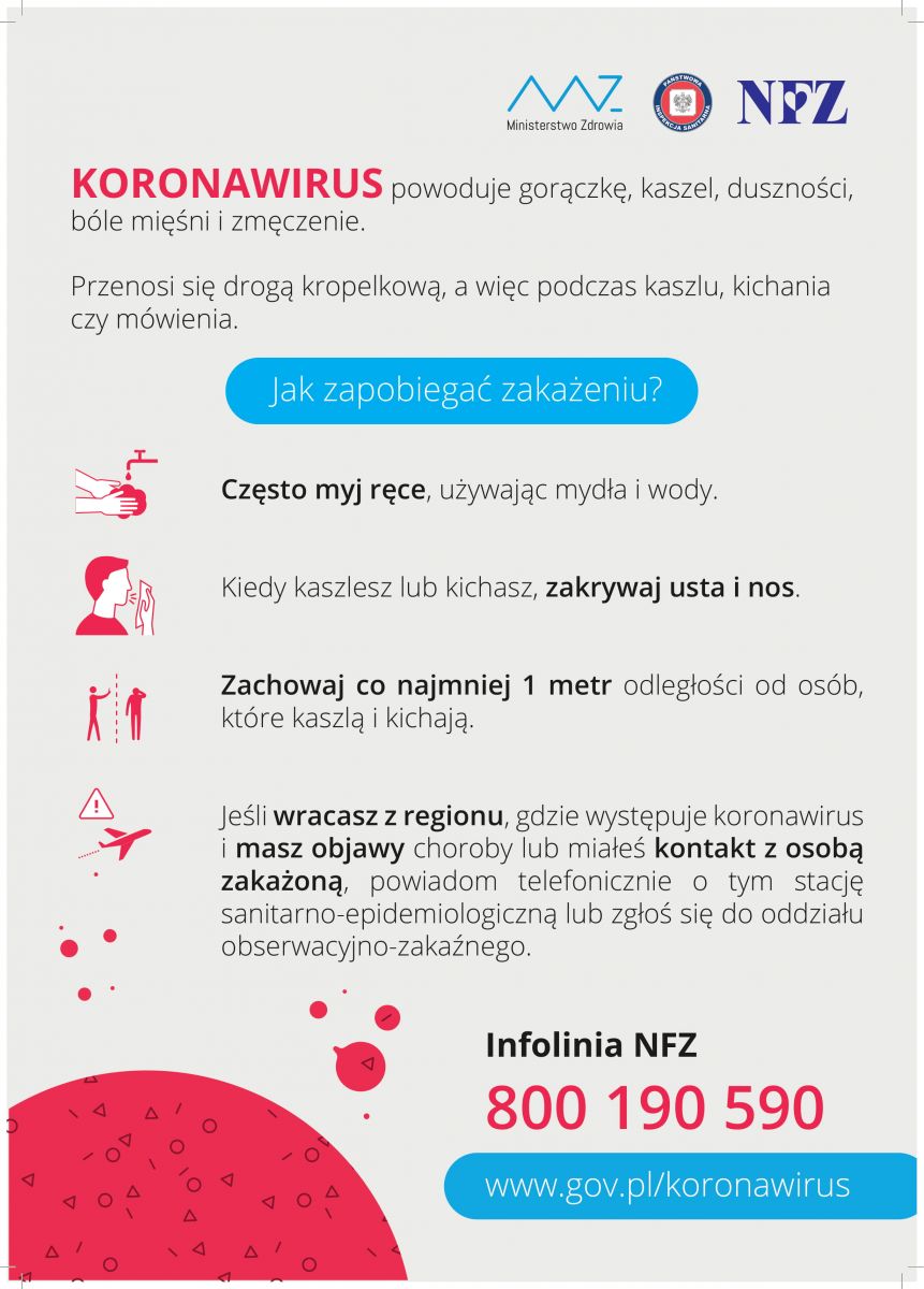 plakat o profilaktyce przeciwko koronawirusowi