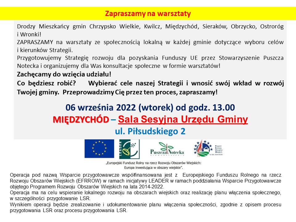plakat informacyjny o warsztatach dla mieszkańców