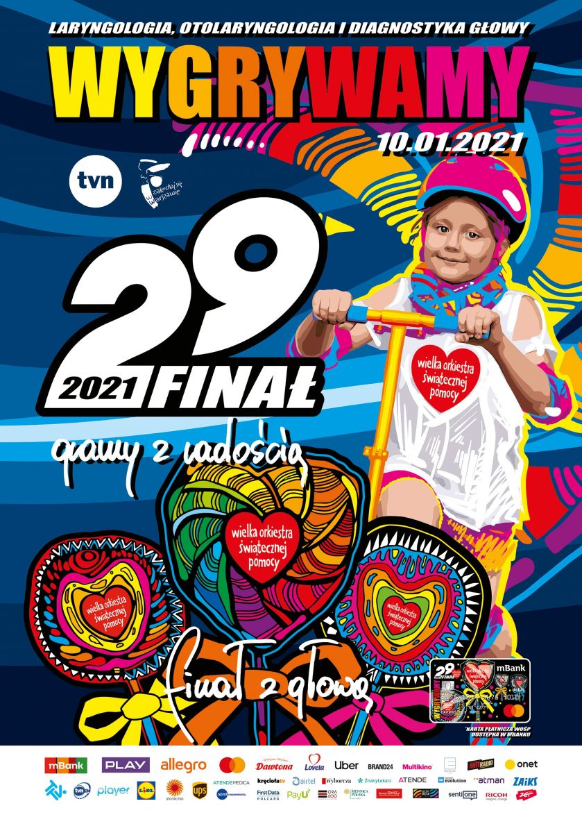 Plakat 29. Finału Wielkiej Orkiestry Świątecznej Pomocy.